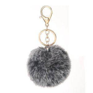 ⭐️NWT Gray Pom Pom Bag Charm Keychain